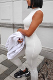 Witte mode sexy strakke mouwloze jumpsuit