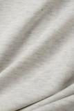 Colarinho cinza casual patchwork sólido com zíper manga longa duas peças