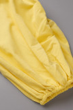 Gele casual effen rugloze spleet off-shoulder magere jumpsuits