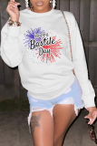 Witte Street Party print patchwork Letter O hals tops