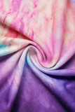 Púrpura Casual Estampado Tie Dye Básico O Cuello Manga Larga Dos Piezas