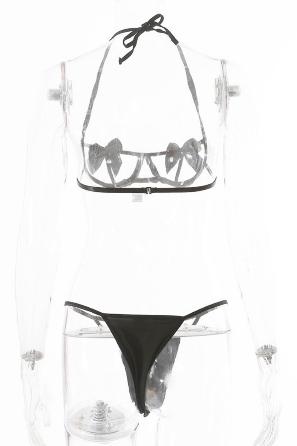 Bowknot Hollow Backless Lace Sexy Underwear