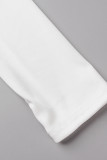 Blanc Sexy Solide Patchwork Transparent Chaud Col V Manches Longues Deux Pièces