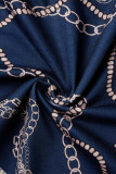 Тибетский Синий Повседневные Повседневные Принт Классический Принт Воротник с капюшоном Длинный рукав Из двух частей
