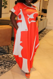 Rose Red Casual Print Basic O-Ausschnitt Kurzarm-Kleid Kleider in Übergröße