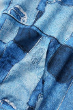 Синий Повседневные Повседневные С принтом Классический Воротник с капюшоном Длинный рукав Из двух частей