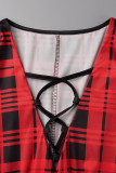 Черная сексуальная повседневная повязка с принтом и V-образным вырезом, обернутая юбка, платья