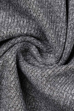 Macacões regulares cinza claro para roupas esportivas casuais patchwork gola com zíper