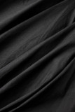 Noir Sexy Casual Solide Haute Ouverture Pli Une Épaule Taille Haute Tops