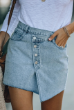 Jupes en jean skinny taille moyenne avec boucle patchwork bleu bébé