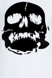 Marineblauwe Daily Vintage Skull Patchwork T-shirts met O-hals