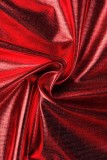Gonne in tinta unita convenzionali a vita alta magre con patchwork solido casual rosso sexy