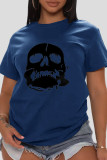 Orange Daily Vintage Skull Patchwork O-hals T-shirts