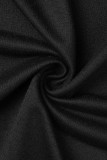 Robes à manches longues à col rond décontractées noires