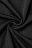 Черное сексуальное лоскутное горячее бурение Асимметричное платье с V-образным вырезом и длинным рукавом