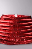 Jupes de couleur unie conventionnelles taille haute en patchwork solide décontracté rouge sexy