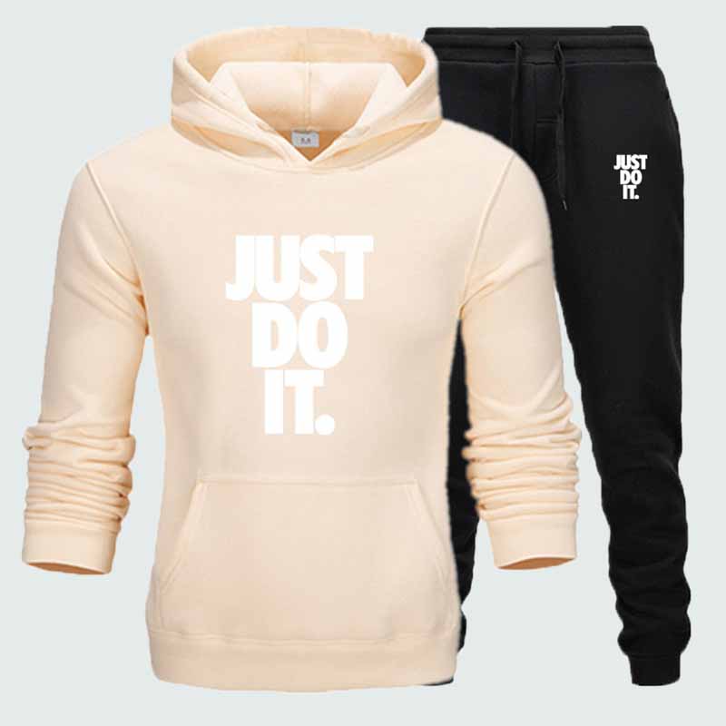 

Khaki Casual Print Letter Hooded Collar Long Sleeve Two Pieces