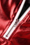 Roter sexy beiläufiger fester Patchwork-dünner hoher Taillen-herkömmlicher einfarbiger Rock
