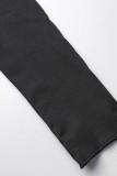 Zwart Sexy Casual Solide Patchwork Halve coltrui Jurken met lange mouwen (met sokken)