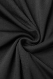 Черные сексуальные повседневные однотонные платья в стиле пэчворк с длинными рукавами и высоким воротником (с носками)