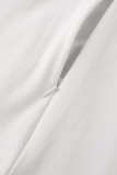 ホワイト セクシー カジュアル ソリッド パッチワーク ハーフA タートルネック ロングスリーブドレス (ソックス付き)