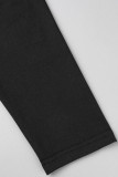 Zwarte casual stevige patchwork coltrui Grote maten jumpsuits