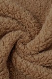Prendas de abrigo con cuello de cremallera básica de patchwork sólido casual camel