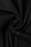Zwart Sexy casual effen patchwork doorzichtige magere hoge taille potlood patchwork broek