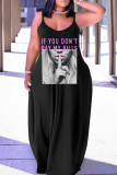 Серо-черная повседневная юбка-фонарик с принтом в стиле пэчворк Спагетти Платья больших размеров