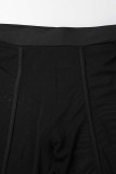 Pantalones de retazos de lápiz de cintura alta flacos transparentes de patchwork sólido casual sexy negro