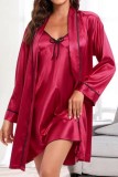 Apricot Sexy Living Solid Patchwork Suspender Nightdress Set