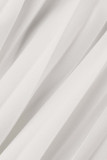 Witte elegante effen patchwork gevouwen V-hals rechte jumpsuits
