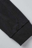 Schwarze, lässige, solide Frenulum-Kleider mit schulterfreien, langen Ärmeln