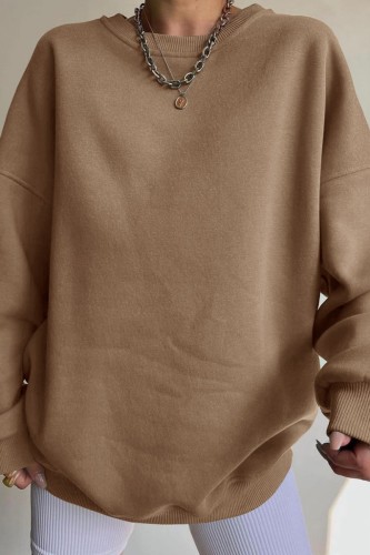 Camel Casual Letter Print Basic O Neck Tops