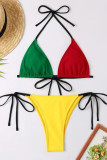 Red Green Sexy Solid Bandage Patchwork Swimwears