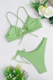 Зеленые сексуальные однотонные купальники с открытой спиной (с прокладками)