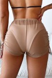 Pink Sexy Solid Draw String Frenulum See-through Swimming Pants