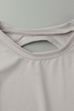 White Sexy Solid Backless Short Sleeve Swimwears (Without Paddings)