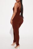 Rosa Casual Street Solid Patchwork Spaghetti Strap Skinny Jumpsuits