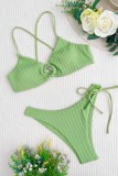Trajes de baño sin espalda de vendaje sólido sexy verde (con rellenos)