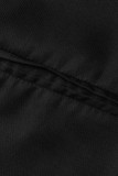 ブラック カジュアル ソリッド パッチワーク Vネック ロング スリーブ ドレス