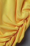Robes jaunes décontractées à manches longues et col rond