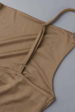 Бордовые сексуальные однотонные лоскутные платья-юбки на тонких бретельках