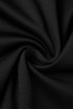 Robes de robe sans manches à col en V et à encolure en V solides à imprimé décontracté noir
