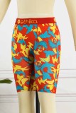 Pantalones de lápiz de cintura baja con letras de patchwork con estampado sexy multicolor