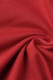 Rosa rojo casual sólido patchwork cuello alto sin mangas dos piezas