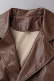 Brownness Capispalla con colletto risvoltato patchwork solido casual marrone