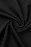 Zwarte sexy effen patchwork U-hals kokerrokjurken