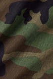 Camouflage Casual Camouflage Print Patchwork Off-shoulder bovenkleding