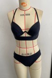 Green Sexy Solid Backless Cross Straps Swimwears (With Paddings)